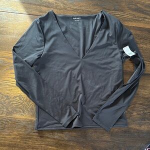 Old Navy Women's Black Long Sleeve V-Neck Top